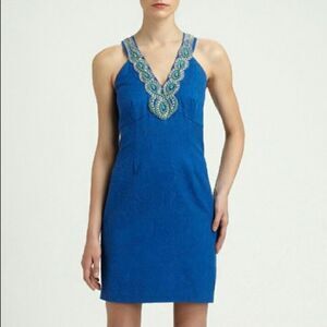 NWT!  Laundry sleeveless Tide Pool blue dress 14